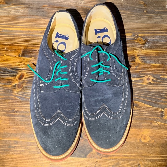 1901 Blue Suede Wingman Dress Oxfords